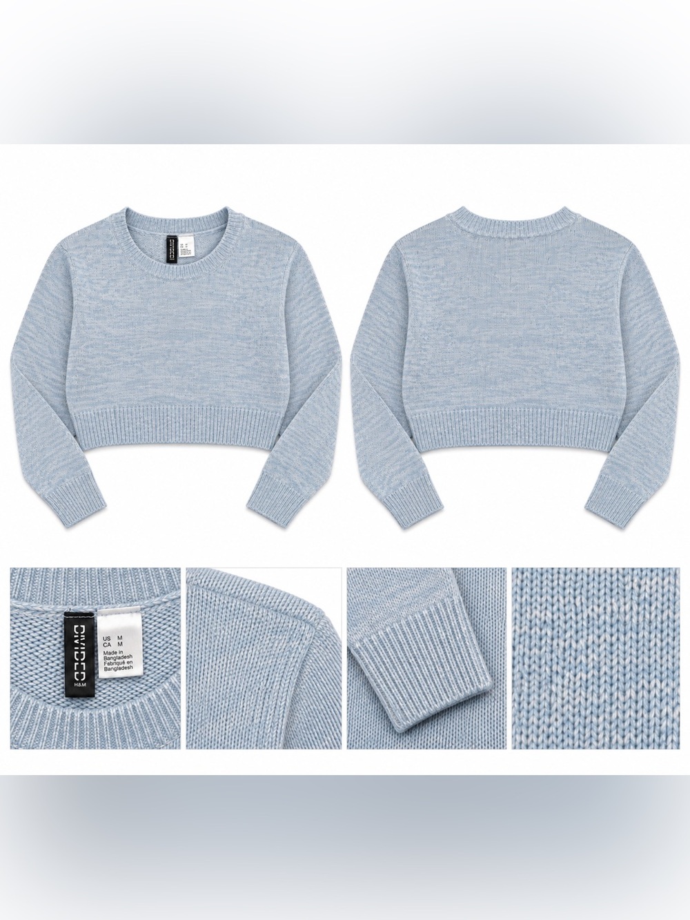 H&M Divided Light Blue Cropped Knit Sweater Women’s M